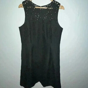 White House‎ Black Market Women's Black Lace Overlay Sleeveless Dress Size 14